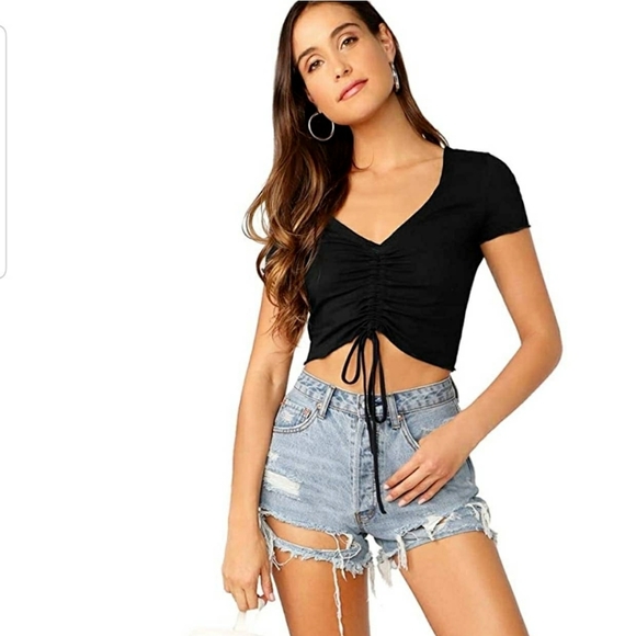 Streetwear Society Black Ruched Drawstring Front - Picture 2 of 11